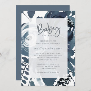 Beautiful Blue and White Floral Baby Sprinkle Invitation