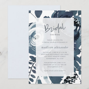Beautiful Blue and White Floral Bridal Shower Invitation