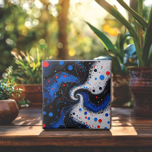 Beautiful Blue and White Swirl Abstract Design  Tile