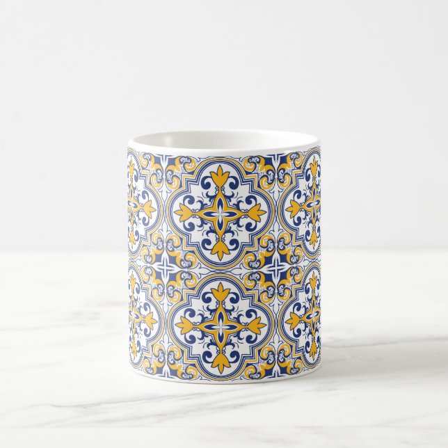 💙💛 Beautiful blue and yellow Azulejos 9  Coffee  Coffee Mug (Center)