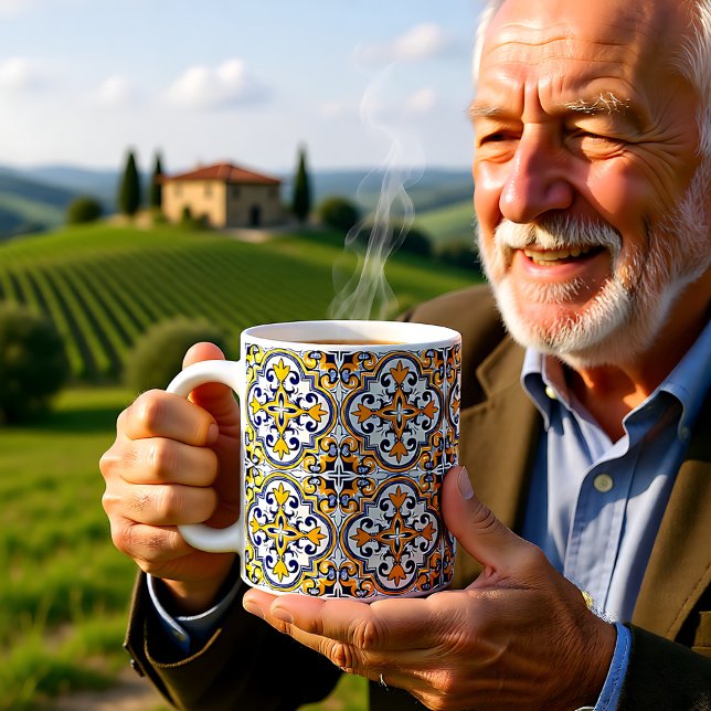 💙💛 Beautiful blue and yellow Azulejos 9  Coffee  Coffee Mug (💙💛 Beautiful blue and yellow Azulejos 9 Coffee Coffee Mug)