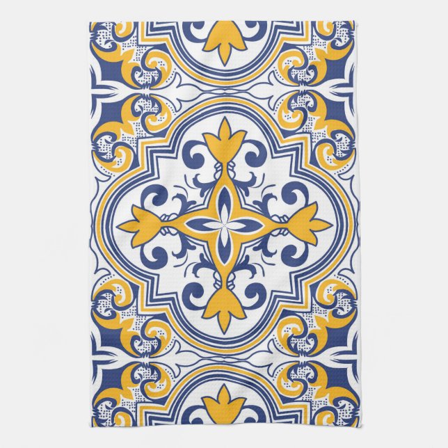 💙💛 Beautiful blue and yellow Azulejos 9 Kitchen Towel (Vertical)