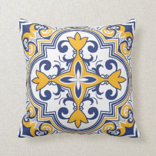 💙💛 Beautiful blue and yellow Azulejos 9 Thro Throw Pillow