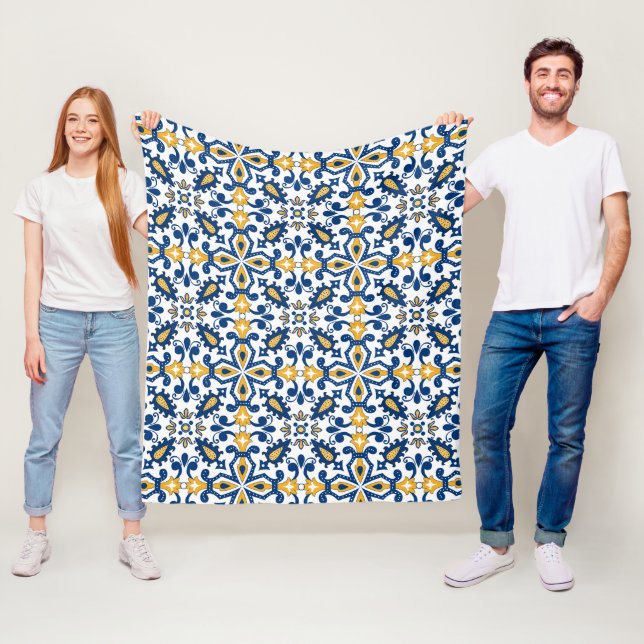 💙💛 Beautiful blue and yellow Azulejos,  Fleece Blanket (In Situ)