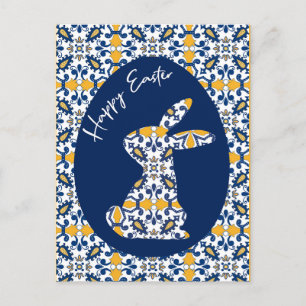 🐇💙💛 Beautiful blue and yellow Azulejos Holiday  Postcard