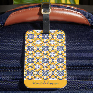 💙🤍💛 Beautiful blue and yellow Azulejos Luggage Tag