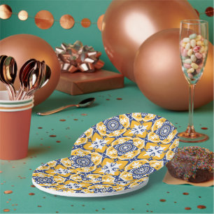 💛💙🤍 Beautiful blue and yellow Azulejos Paper Plate