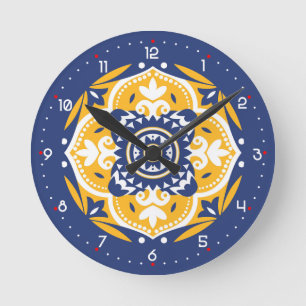 💛💙🤍 Beautiful blue and yellow Azulejos Round Clock