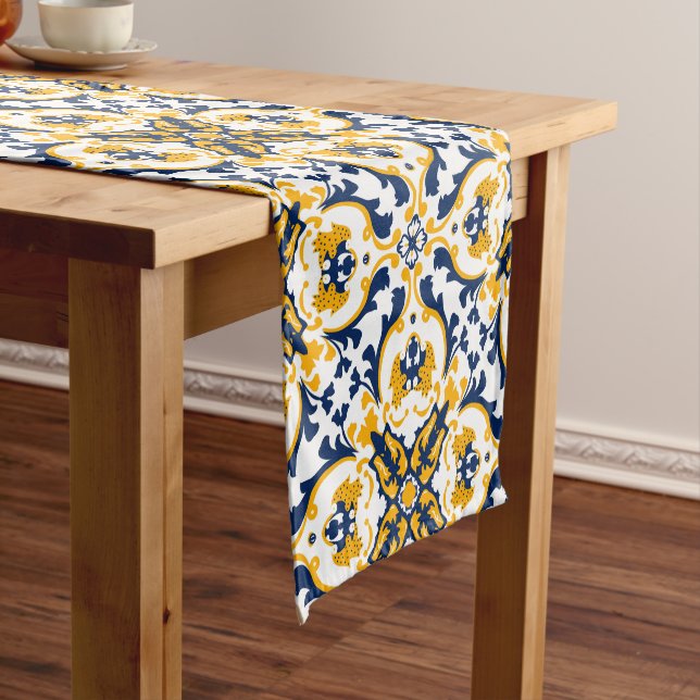 💙💛 Beautiful blue and yellow Azulejos  Short Table Runner (In Situ)