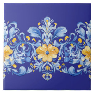 Beautiful Blue and Yellow Azulejos  Tile