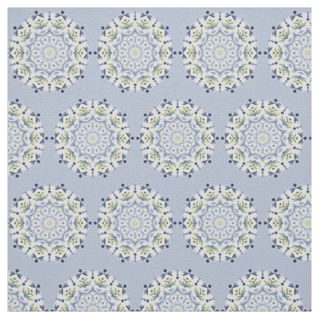 Beautiful blue and yellow mandala fabric (Swatch)