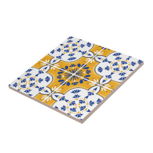 Beautiful Blue and yellow Portuguese Azulejo Tile