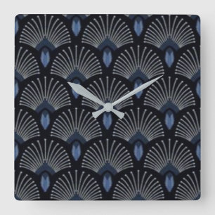 Beautiful Blue Art Deco Fan Design Clock