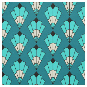 Beautiful Blue Art Deco Lamp Pattered Fabric