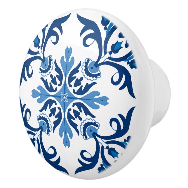 💙 Beautiful blue Azulejos II Small tiles  Ceramic Knob (Right)
