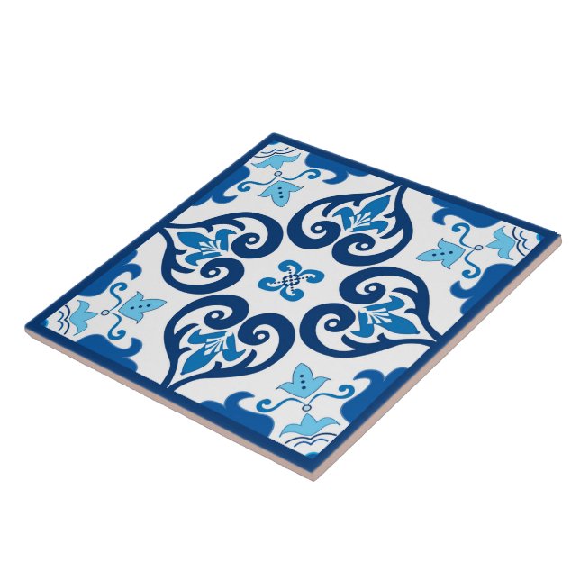 💙 Beautiful blue Azulejos III  XXL pattern Cerami Tile (Side)