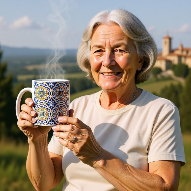 💙 Beautiful blue Azulejos IV Small tile  Coffee Mug ( Beautiful blue Azulejos Small tile Coffee Mug)