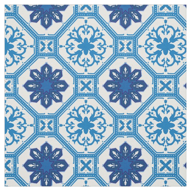 💙 Beautiful blue Azulejos, XXL tile size Fabric (Swatch)