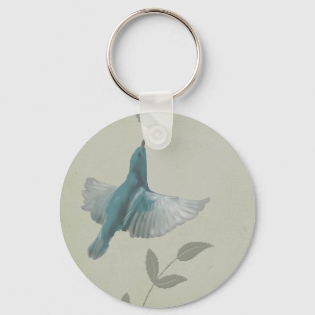 Beautiful Blue Bird Keychain (Front)