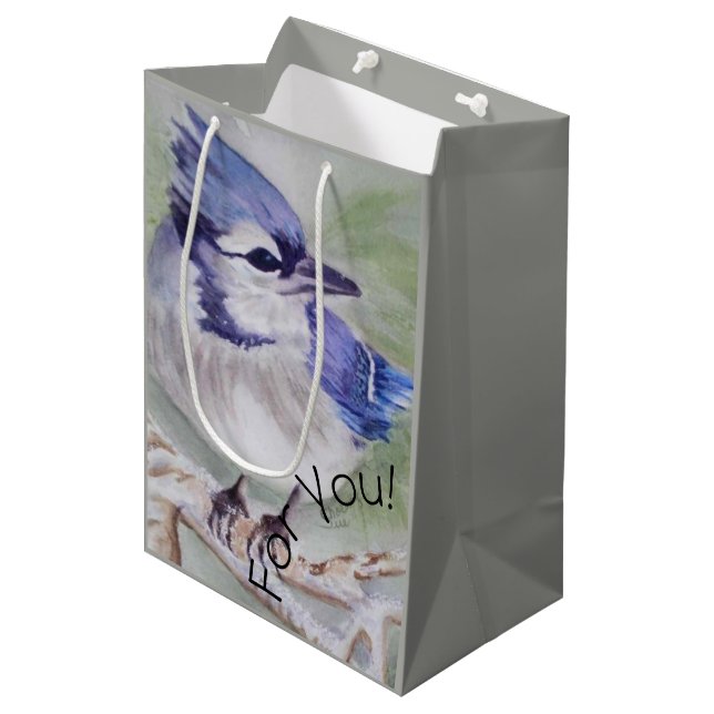 Beautiful Blue Bird Medium Gift Bag (Front Angled)