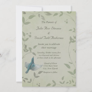 Beautiful Blue Bird Wedding Invitation