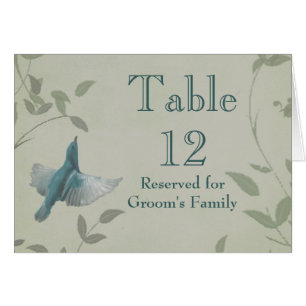 Beautiful Blue Bird Wedding Table Number