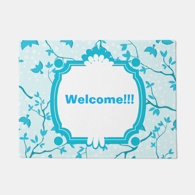 Beautiful Blue Birds Welcome Doormat (Front)
