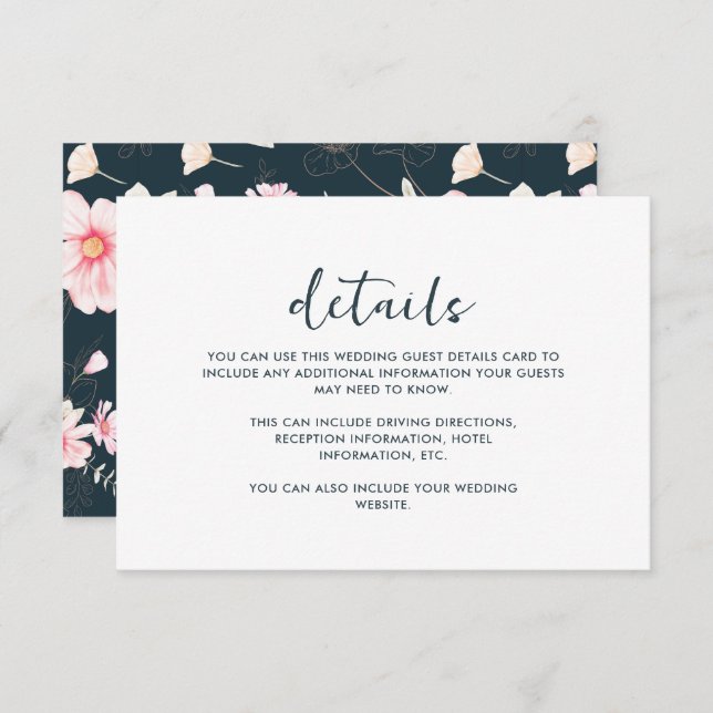 Beautiful Blue Blush Floral Wedding Guest Detail (Front/Back)