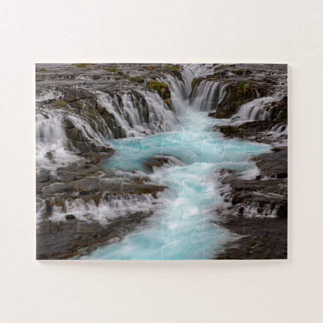 Beautiful Blue Bruarfoss Waterfall in Iceland Jigsaw Puzzle (Horizontal)