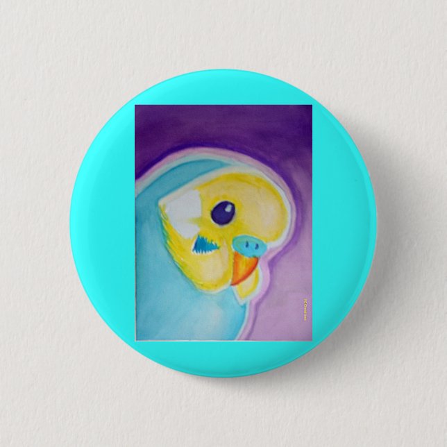 Beautiful Blue Budgie 2 Inch Round Button (Front)