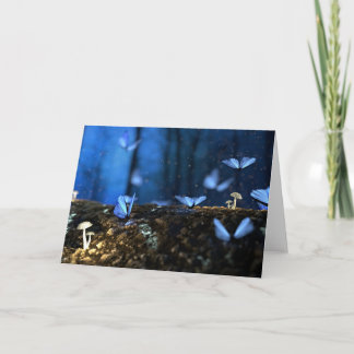 Beautiful Blue Butterflies in Forest Card