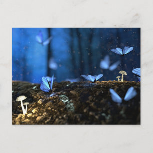 Beautiful Blue Butterflies in Forest Postcard