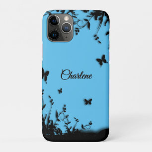 Beautiful Blue Butterfly Garden Personalized iPhone 11 Pro Case