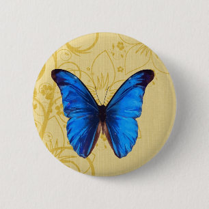 Beautiful Blue Butterfly Vintage art 2 Inch Round Button