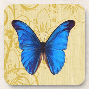 Beautiful Blue Butterfly Vintage art Coaster
