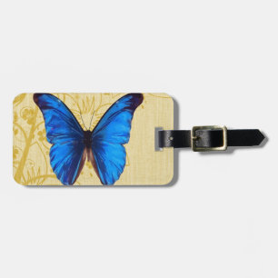 Beautiful Blue Butterfly Vintage art Luggage Tag