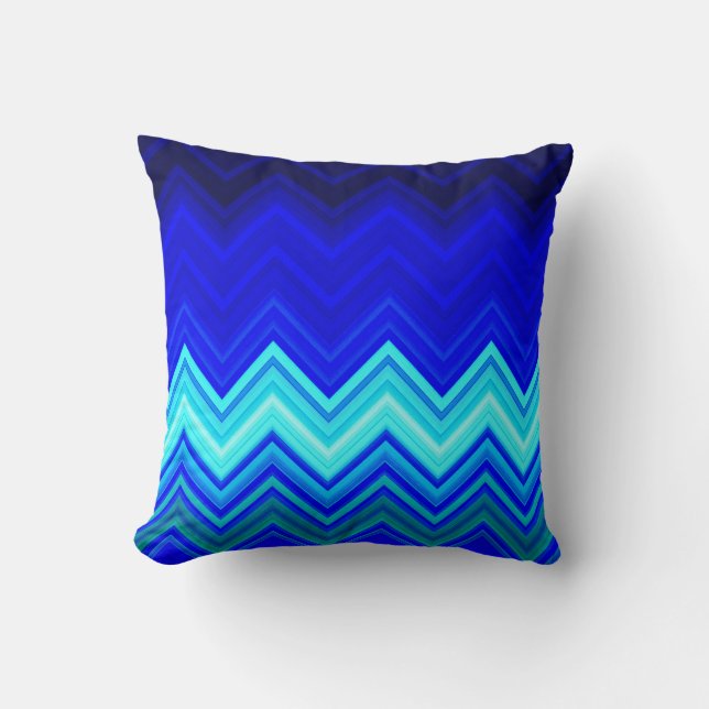 Beautiful Blue Chevron Decorative Pillow (Front)