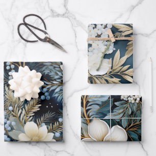 Beautiful Blue Christmas   Mix Wrapping Paper Sheet