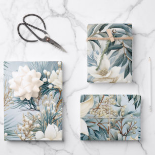 Beautiful Blue Christmas   Mix Wrapping Paper Sheet