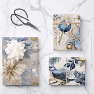 Beautiful Blue Christmas   Mix Wrapping Paper Sheet