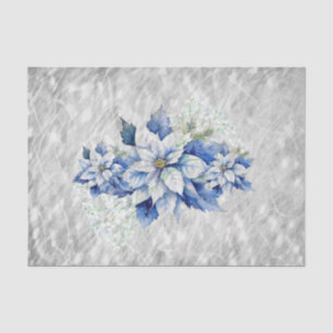 Beautiful Blue Christmas Poinsettias Decoupage Tissue Paper