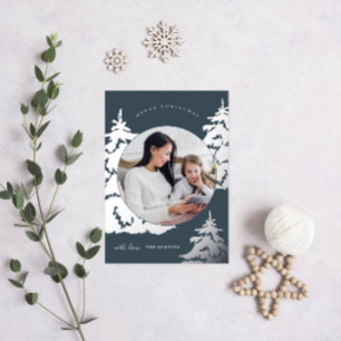 Beautiful Blue Christmas Tree Two Photo Holiday