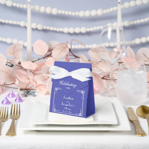 Beautiful Blue Classic Chic Thank You Wedding  Favor Box