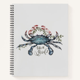 Beautiful Blue Crab Art Design Notebook