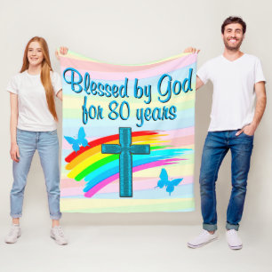BEAUTIFUL BLUE CROSS 80TH BIRTHDAY FLEECE BLANKET