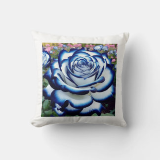 Beautiful Blue Dahlia Flower Throw Pillow Cushion