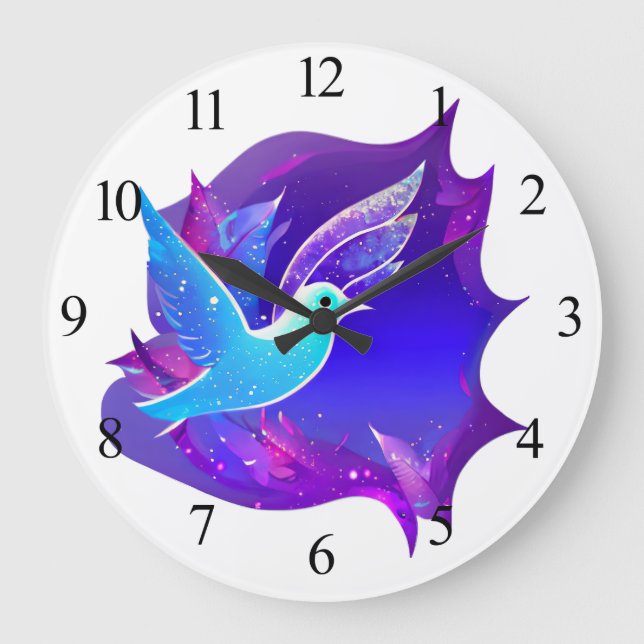 Beautiful Blue Dove Graphic  Large Clock (Front)