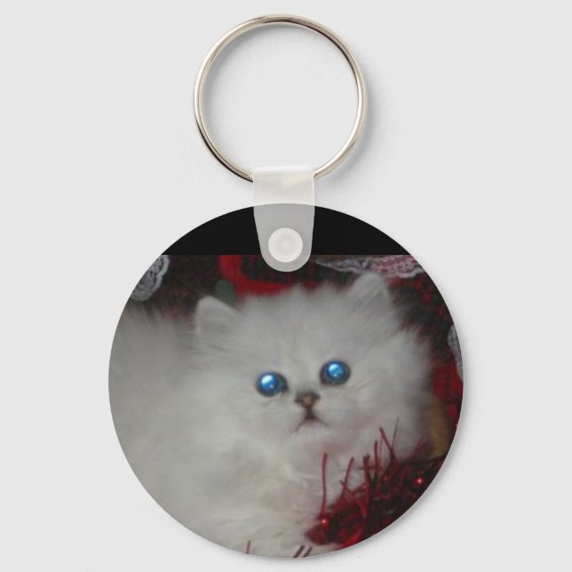 Beautiful Blue Eyes Cat  Keychain (Front)