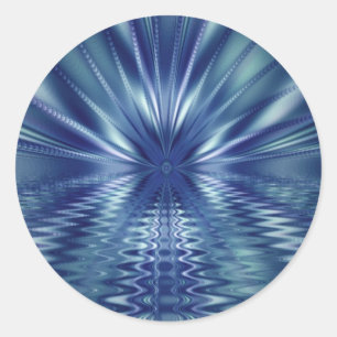 Beautiful Blue Fine Fractal Art Classic Round Sticker