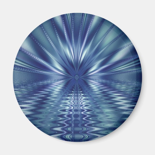 Beautiful Blue Fine Fractal Art Magnet (Front)